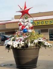 planter with colorful decorations