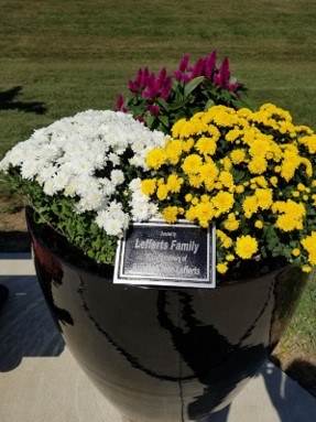 planter with colorful flowers